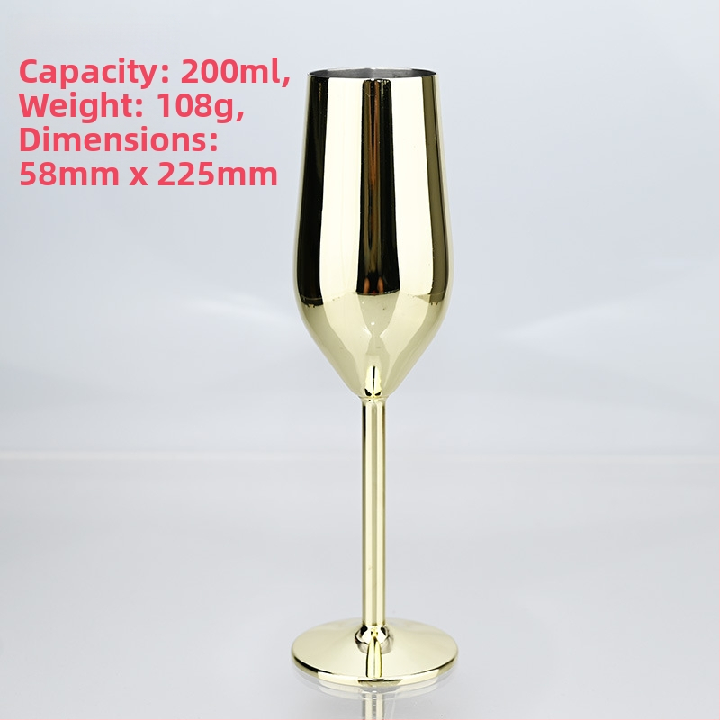 Američka čaša za šampanjac od nehrđajućeg čelika s podlogom, metalna kreativna čaša za koktele, visoka čaša za šampanjac od 250 ml