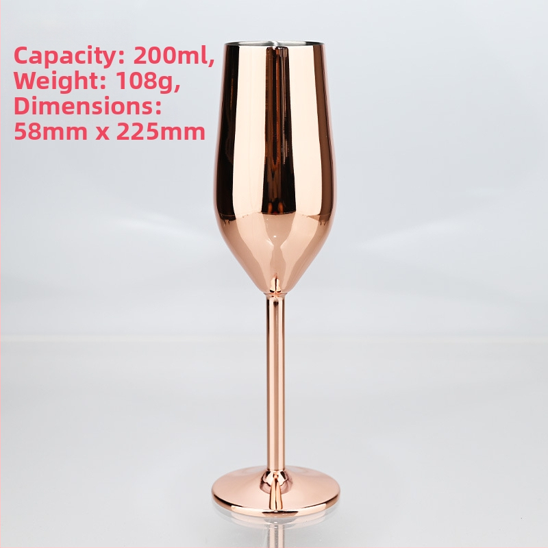 Američka čaša za šampanjac od nehrđajućeg čelika s podlogom, metalna kreativna čaša za koktele, visoka čaša za šampanjac od 250 ml