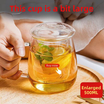 Grybų formos trijų dalių stiklinių puodelių rinkinys su filtru, didelės talpos gėlių arbatai plikyti, tinkamas naudoti namuose ir biure, atsparus aukštai temperatūrai