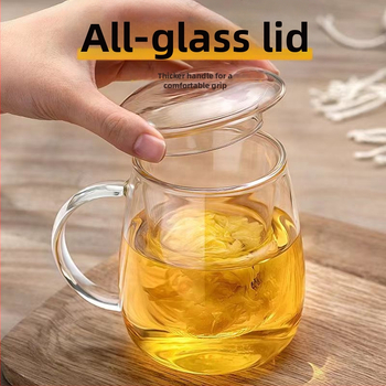 Grybų formos trijų dalių stiklinių puodelių rinkinys su filtru, didelės talpos gėlių arbatai plikyti, tinkamas naudoti namuose ir biure, atsparus aukštai temperatūrai