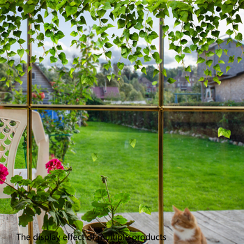 DJ3082 žali švieži vynuogių lapai elektrostatiniai lipdukai langų stiklams dvipusis spausdinimas vizualinė dekoracija PVC