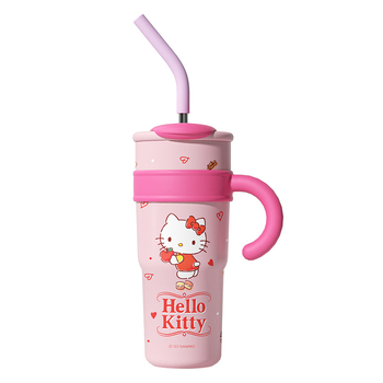 Sanrio Hello Kitty Maruko Big Mac termo puodelis šiaudeliu Mielas didelės spalvos vandens puodelis automobiliui Ledo puodelis