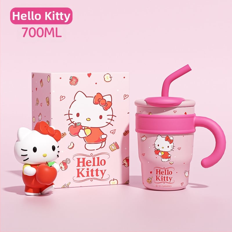 Sanrio Hello Kitty Maruko Big Mac termo puodelis šiaudeliu Mielas didelės spalvos vandens puodelis automobiliui Ledo puodelis