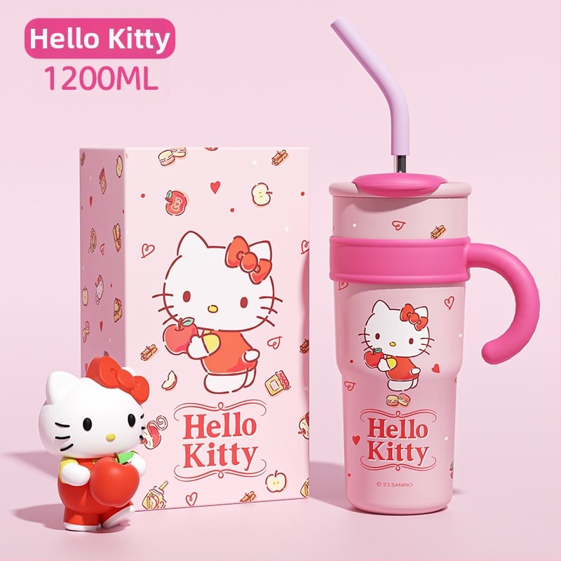 Sanrio Hello Kitty Maruko Big Mac termo puodelis šiaudeliu Mielas didelės spalvos vandens puodelis automobiliui Ledo puodelis