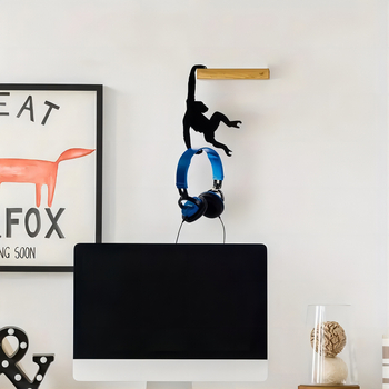 Трансгранична дървена кука за маймуни с шимпанзе, вътрешна декорация за стена, хол, кухня, пластмасова торбичка, кука за чаша