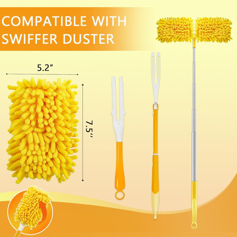 Προσαρμοσμένο για ξεσκονόπανο Swiffer, ξεσκονόπανο σενίλ, ανταλλακτική κεφαλή συλλογής σκόνης 360 μοιρών για στεγνή και υγρή σκόνη