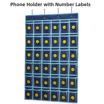 „Amazon“ to paties stiliaus karšto išpardavimo tamsiai mėlynas PVC permatomas skaičiuotuvas mobiliajam telefonui vaikų raštingumo 36 tinklelio laikymo pakabinamas krepšys