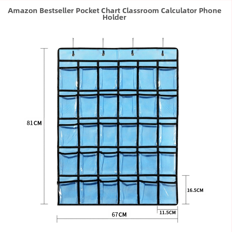 „Amazon“ to paties stiliaus karšto išpardavimo tamsiai mėlynas PVC permatomas skaičiuotuvas mobiliajam telefonui vaikų raštingumo 36 tinklelio laikymo pakabinamas krepšys