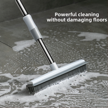 Vannas istabas grīdas birste ar garu rokturi, flīžu tualetes birste, vannas istabas cieto saru birste, grīdas tīrīšana, flīžu grīdas silikona birste