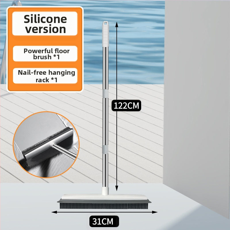 Vannas istabas grīdas birste ar garu rokturi, flīžu tualetes birste, vannas istabas cieto saru birste, grīdas tīrīšana, flīžu grīdas silikona birste