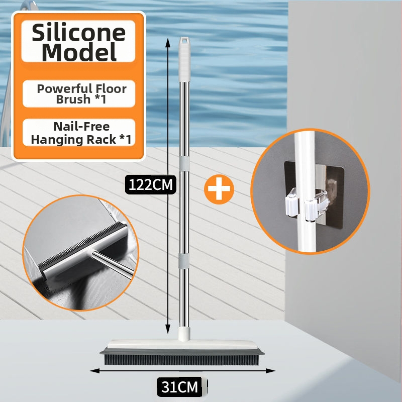 Vannas istabas grīdas birste ar garu rokturi, flīžu tualetes birste, vannas istabas cieto saru birste, grīdas tīrīšana, flīžu grīdas silikona birste