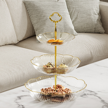 Buitinė daugiasluoksnė vaisių lėkštė Naujųjų metų svetainės užkandžių saldainių lėkštė maistinė popietės arbata desertas deserto demonstravimo lėkštė