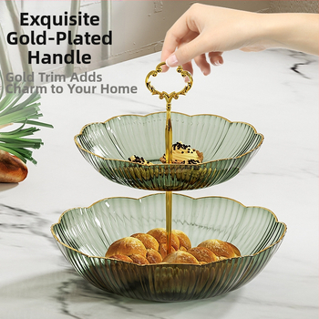 Buitinė daugiasluoksnė vaisių lėkštė Naujųjų metų svetainės užkandžių saldainių lėkštė maistinė popietės arbata desertas deserto demonstravimo lėkštė