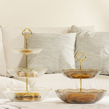 Buitinė daugiasluoksnė vaisių lėkštė Naujųjų metų svetainės užkandžių saldainių lėkštė maistinė popietės arbata desertas deserto demonstravimo lėkštė