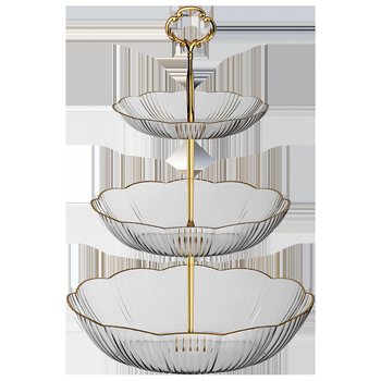 Buitinė daugiasluoksnė vaisių lėkštė Naujųjų metų svetainės užkandžių saldainių lėkštė maistinė popietės arbata desertas deserto demonstravimo lėkštė