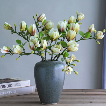 Lengvos, prabangios, aukštos klasės, magnolijos žiedo imitacijos gėlės, namų svetainės, valgomojo stalo, kiniškų netikrų gėlių papuošalai, gėlių papuošalai, gėlių papuošalai