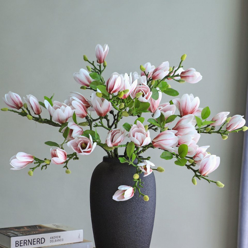 Lengvos, prabangios, aukštos klasės, magnolijos žiedo imitacijos gėlės, namų svetainės, valgomojo stalo, kiniškų netikrų gėlių papuošalai, gėlių papuošalai, gėlių papuošalai