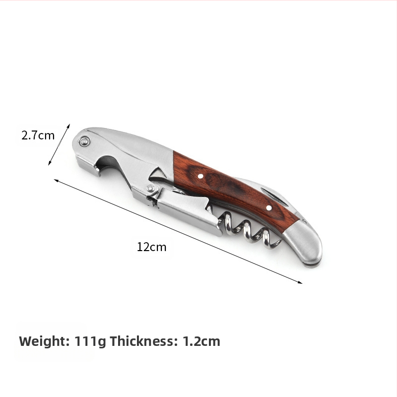 Фабрика на едро отварачка за бутилки от неръждаема стомана с дървена дръжка, отварачка за бутилки за вино, многофункционална отварачка за бутилки за бира, кухненска джаджа