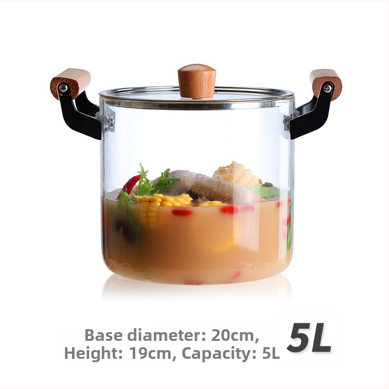 Borosilikatinis skaidrus puodas, dvigubos ausies stiklinis puodas, atviros ugnies sriubos puodas, troškintuvas, buitinis, aukštai temperatūrai atsparus dujinis garintuvas, atsparus karščiui