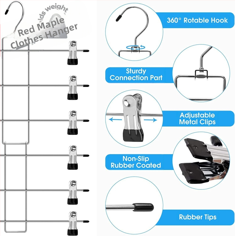 Фабрична директна 6-слойна метална щипка за панталони, домакинска безшевна стойка за панталони, пола, бельо, шал, щипка за съхранение и довършителни работи