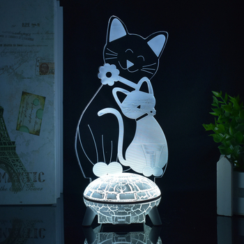 Lemmiklooma kassipoeg 3D akrüülist öövalgusti puldiga 7-värviline dekoratiivne laualamp loominguline jõulukink LED-valgusti piiriülene