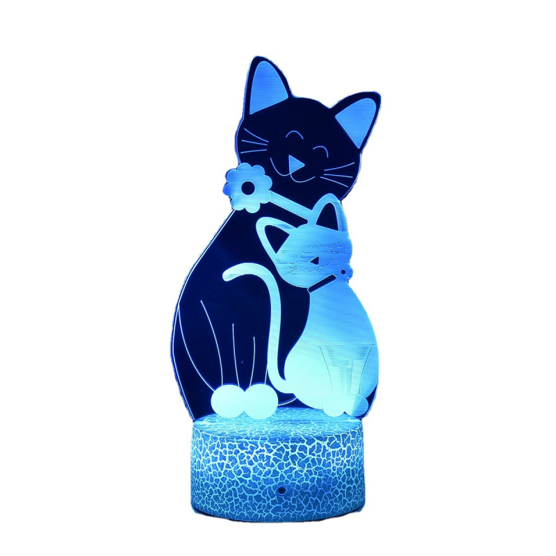 Lemmiklooma kassipoeg 3D akrüülist öövalgusti puldiga 7-värviline dekoratiivne laualamp loominguline jõulukink LED-valgusti piiriülene