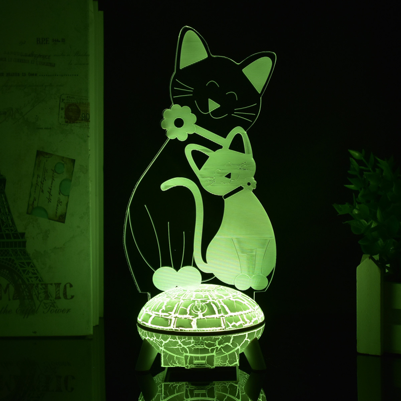 Lemmiklooma kassipoeg 3D akrüülist öövalgusti puldiga 7-värviline dekoratiivne laualamp loominguline jõulukink LED-valgusti piiriülene