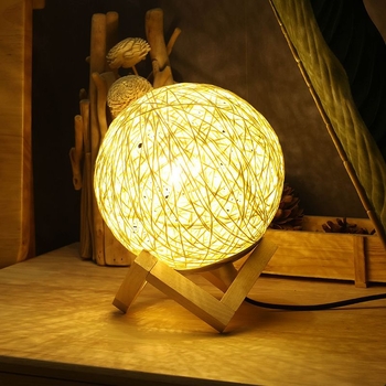 Δημιουργικό νυχτερινό φωτιστικό με μπάλα από rattan σε σχήμα καρδιάς για κορίτσια, κομοδίνο, ρομαντικό νυχτερινό φωτιστικό από rattan, ατμόσφαιρα, απαλό φως, νυχτερινό φωτιστικό ύπνου