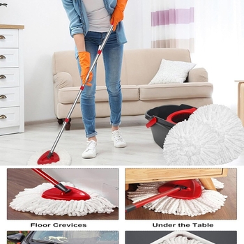 Amazon karstās pārdošanas rūpnīcas tiešās piegādes sarkanā un baltā trīsstūra rotējošā mopa nomaiņas piederumi, galviņai piemērots O-CEDAR
