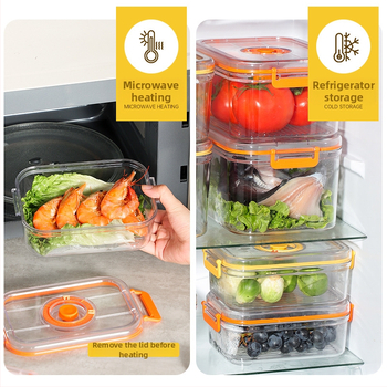 Maistinė plastikinė sandari vakuuminė laikymo dėžutė, mikrobangų krosnelės šildymo buitinė šaldytuvo maisto daržovių laikymo dėžutė