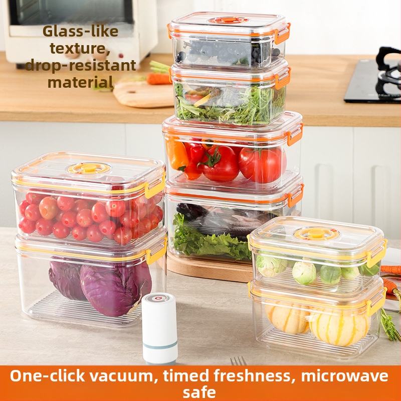 Кутия за съхранение на хранителни пластмасови изделия, запечатана с вакуум, микровълнова фурна, хладилник, кутия за съхранение на храни и зеленчуци