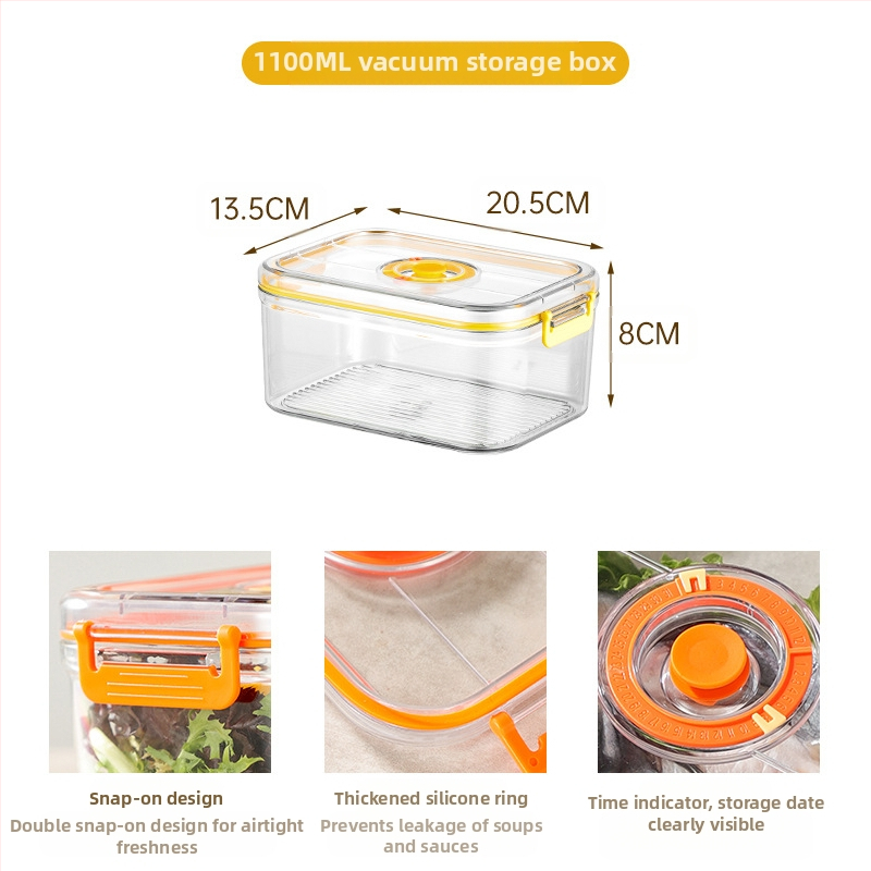 Maistinė plastikinė sandari vakuuminė laikymo dėžutė, mikrobangų krosnelės šildymo buitinė šaldytuvo maisto daržovių laikymo dėžutė