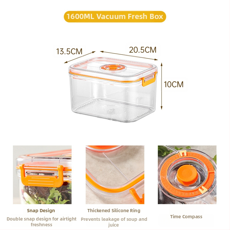 Maistinė plastikinė sandari vakuuminė laikymo dėžutė, mikrobangų krosnelės šildymo buitinė šaldytuvo maisto daržovių laikymo dėžutė