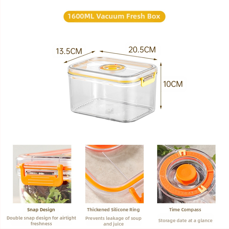 Maistinė plastikinė sandari vakuuminė laikymo dėžutė, mikrobangų krosnelės šildymo buitinė šaldytuvo maisto daržovių laikymo dėžutė