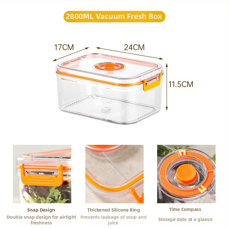 Maistinė plastikinė sandari vakuuminė laikymo dėžutė, mikrobangų krosnelės šildymo buitinė šaldytuvo maisto daržovių laikymo dėžutė