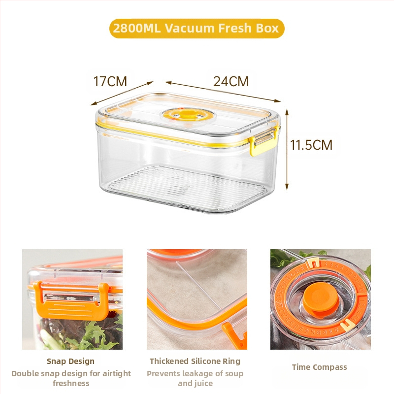 Maistinė plastikinė sandari vakuuminė laikymo dėžutė, mikrobangų krosnelės šildymo buitinė šaldytuvo maisto daržovių laikymo dėžutė