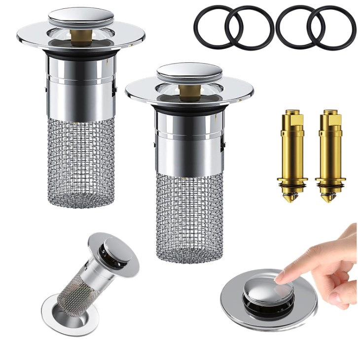 Βύσμα διαρροής νιπτήρα από ανοξείδωτο ατσάλι με αποσμητικό από ανοξείδωτο ατσάλι με πρεσαριστό πυρήνα αποστράγγισης νεροχύτη, αξεσουάρ γενικής χρήσης για νιπτήρα