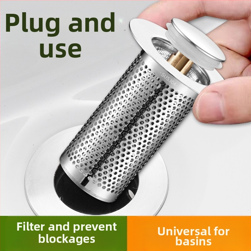 Универсални аксесоари за течаща тапа за мивка, дезодорант от неръждаема стомана, преса тип „bounce core“, универсален сифон