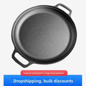 Sustorinta ketaus blyninė, nedengta blyninė, ketaus keptuvė su dviguba ausele, rankinė blyninė su nepridegančia danga, keptuvė su geležine danga