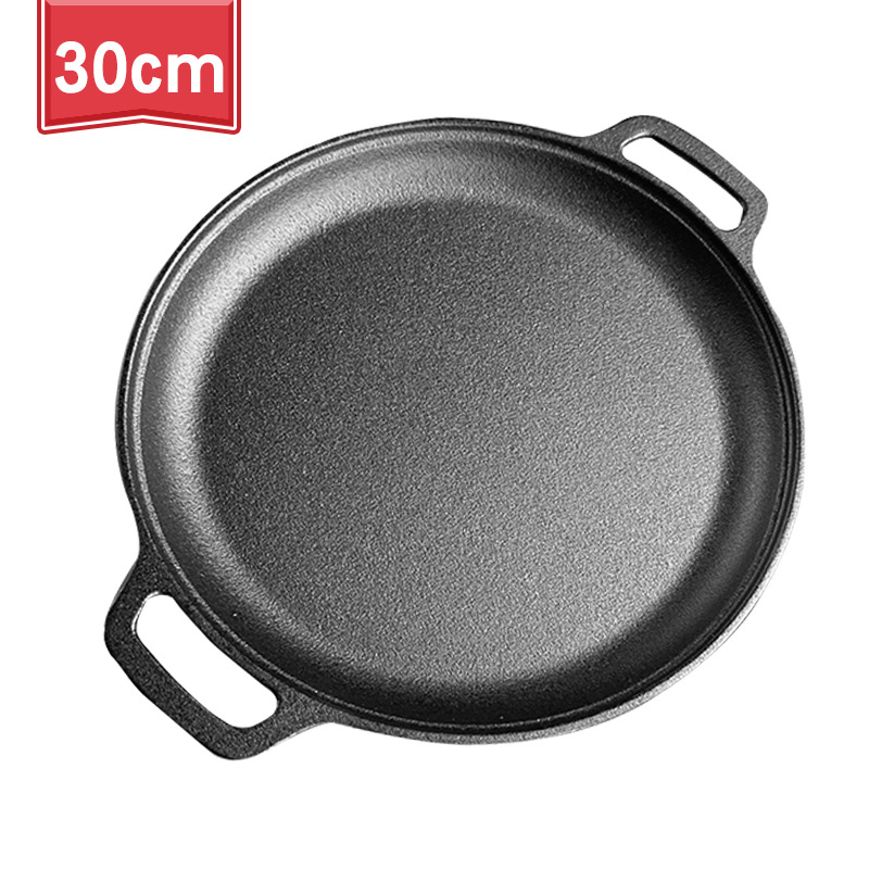 Sustorinta ketaus blyninė, nedengta blyninė, ketaus keptuvė su dviguba ausele, rankinė blyninė su nepridegančia danga, keptuvė su geležine danga