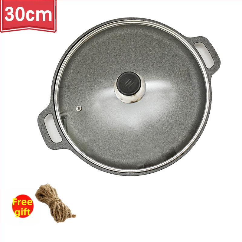 Sustorinta ketaus blyninė, nedengta blyninė, ketaus keptuvė su dviguba ausele, rankinė blyninė su nepridegančia danga, keptuvė su geležine danga