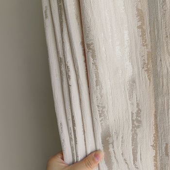 Šviesmečių prancūziško kremo stiliaus didelio tikslumo žakardo medienos tekstūros šenilinės individualiai pritaikytos aukštos klasės svetainės miegamojo užuolaidos