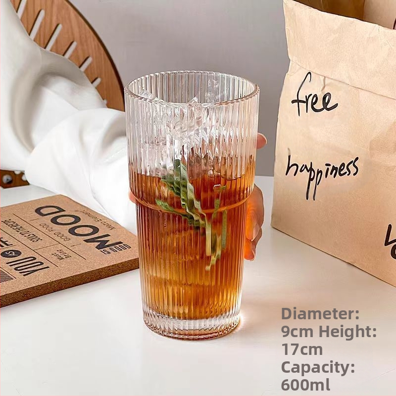 Suure mahutavusega iminapaga tass kaanega vertikaalse triibuga kohvitass joogimahla tass kõrge värviväärtusega naiste majapidamispiimatee klaas