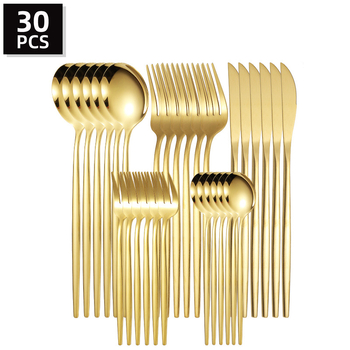 Tarpvalstybinis tiekimas, ryški Portugalija, 30 dalių nerūdijančio plieno stalo įrankiai, peilis, šakutė, šaukštas, šakutė vaisiams, šakutė desertui, šakutė arbatai