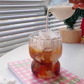 Kūrybingas buitinis putlus puodelis su vertikaliomis juostelėmis, pumpurų raštas, didelis borosilikatas, aukštos vertės kavos puodelis, stiklinis vandens puodelis, mini arbatos puodelis