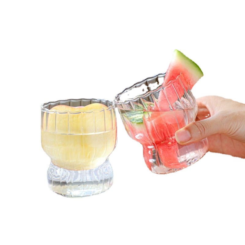 Kūrybingas buitinis putlus puodelis su vertikaliomis juostelėmis, pumpurų raštas, didelis borosilikatas, aukštos vertės kavos puodelis, stiklinis vandens puodelis, mini arbatos puodelis