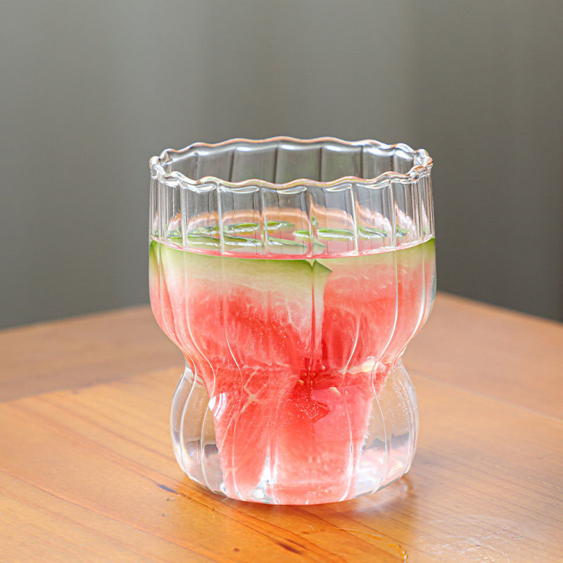 Kūrybingas buitinis putlus puodelis su vertikaliomis juostelėmis, pumpurų raštas, didelis borosilikatas, aukštos vertės kavos puodelis, stiklinis vandens puodelis, mini arbatos puodelis