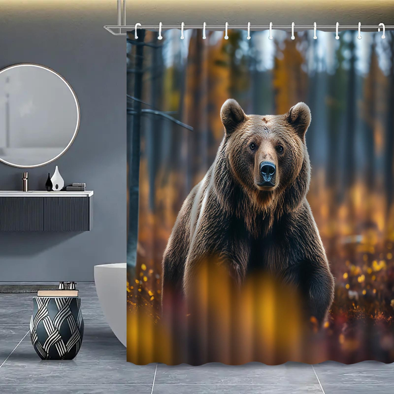 Metsakaru teemaline dušikardin Digitaalne vannitoakardin Duši veekindel vaheseinakardin Vannitoa veekardin Dušikardin