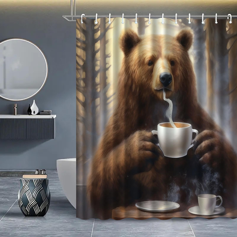 Metsakaru teemaline dušikardin Digitaalne vannitoakardin Duši veekindel vaheseinakardin Vannitoa veekardin Dušikardin