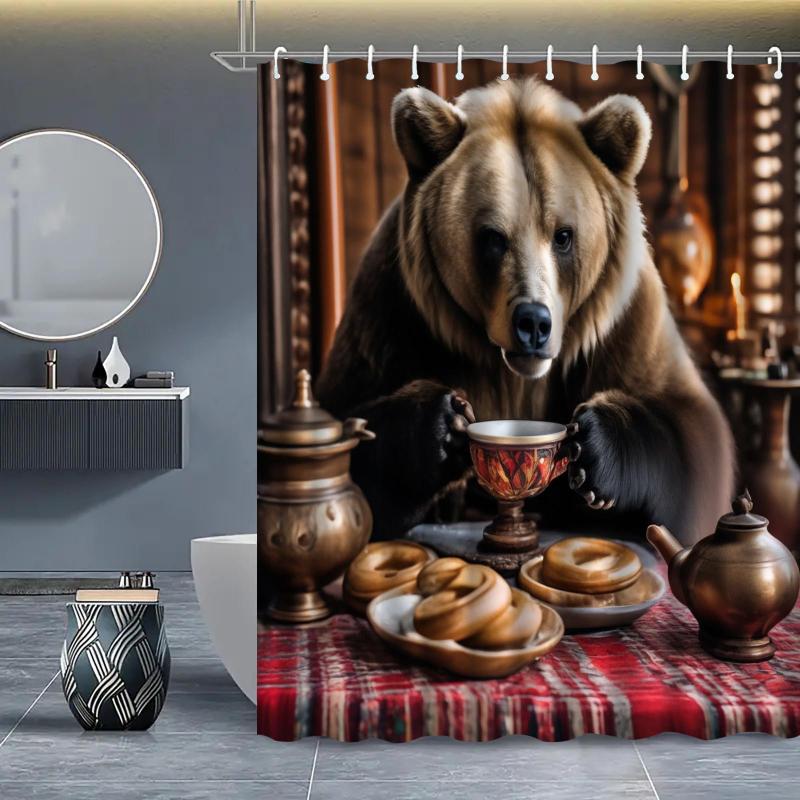 Metsakaru teemaline dušikardin Digitaalne vannitoakardin Duši veekindel vaheseinakardin Vannitoa veekardin Dušikardin